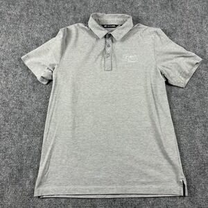 TravisMathew Polo Shirt Mens Medium Gray Stripe Gamble Sands Golf‎ Performance